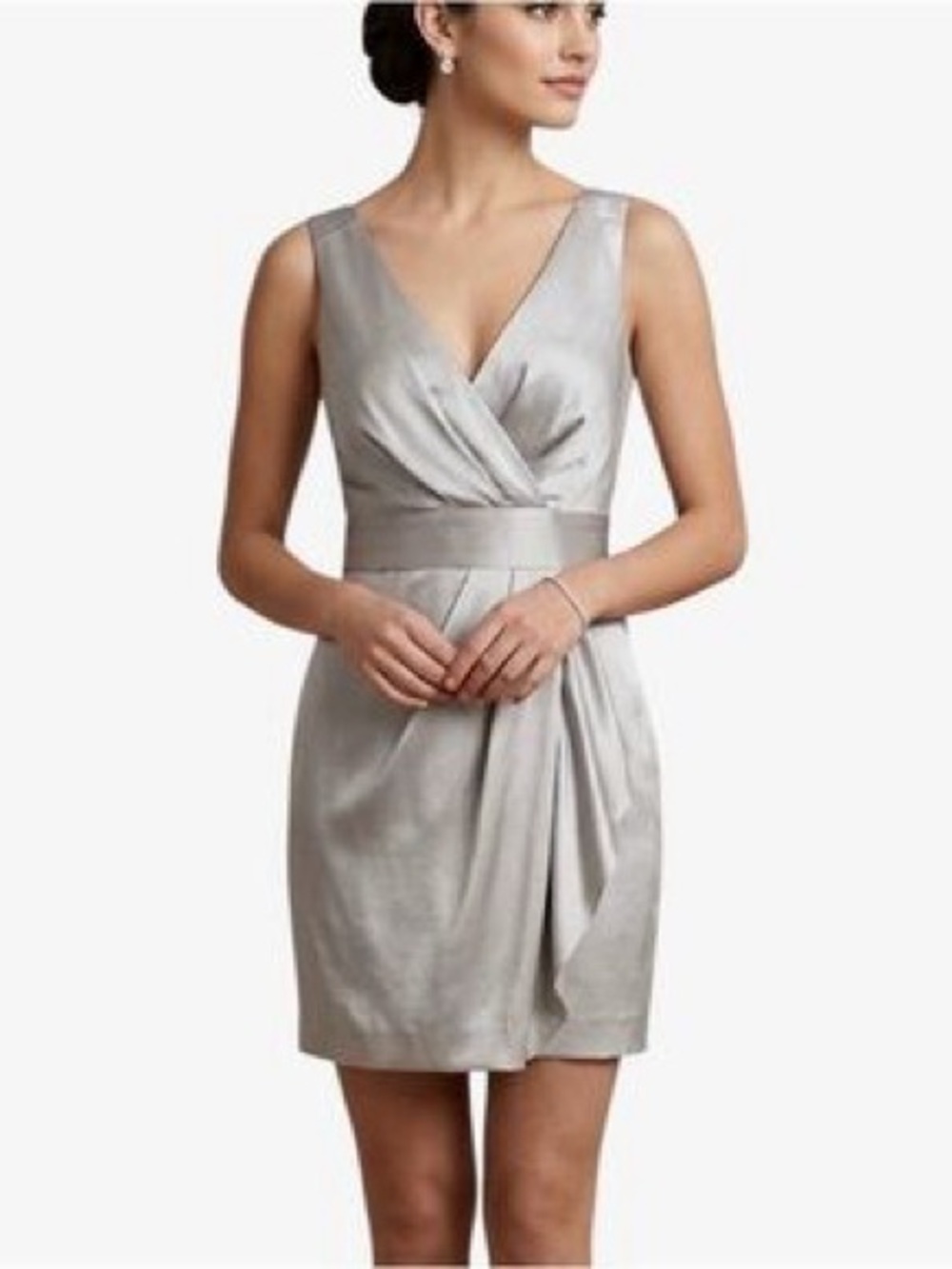 Banana Republic Silk Silver Sleeveless V-Neck Cocktail Dress NEW WITH TAG $150